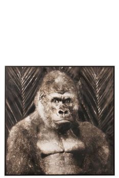 J-Line Schilderij Gorilla Canvas Hout Donkerbruin