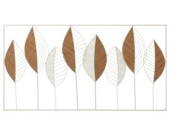 J-Line Wanddecoratie Bladeren Metaal Bamboo Mix Large