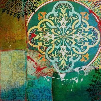 Oosterse Schilderij Mandala Groen Blauw