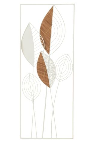 J-Line Wanddecoratie Bladeren Metaal Bamboo Mix Small