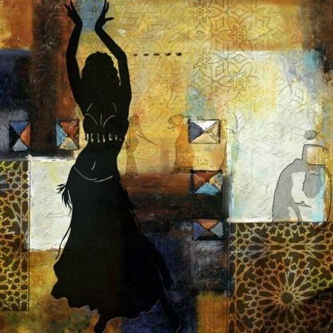 Marokkaanse Schilderij Arabic Belly Dance Goud