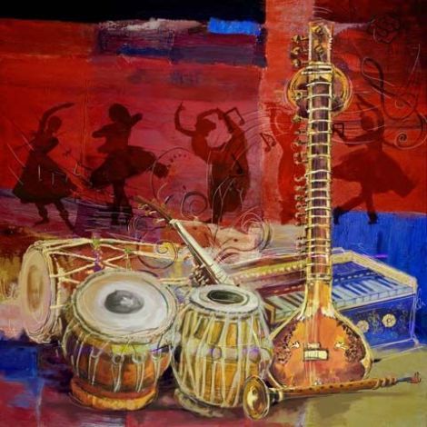 Marokkaanse Schilderij Instruments Rood
