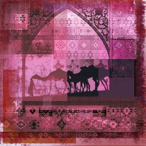Arabische schilderij Camels Roze