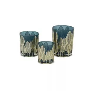 Kaarslichthouder Blauw-Goud Glas