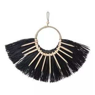 Muurhanger Raffia Waaier Zwart Zeegras