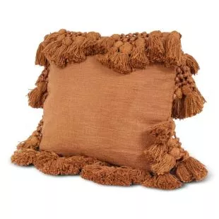Sierkussen met Kwastjes Handgeweven Zandkleur