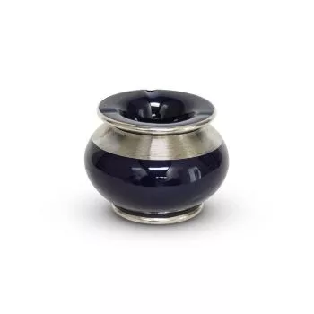 Marokkaanse Asbak met metaal sierband Blauw Ø 12 x 9cm