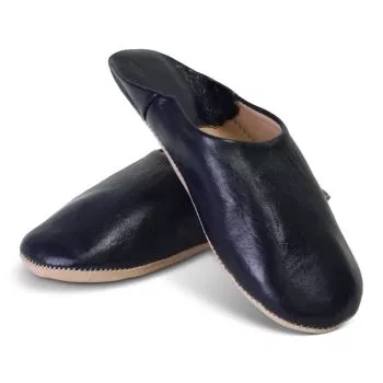 Marokkaanse Babouche Leer Donkerblauw