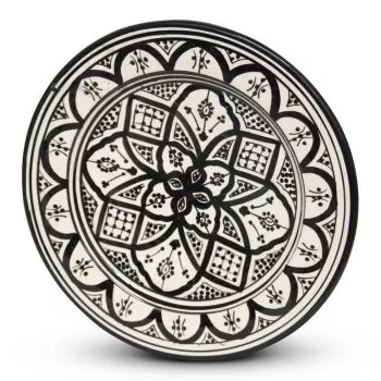 Marokkaanse Bord Zwart Nakhil Ø 26 x 4cm