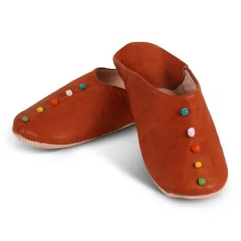 Marokkaanse sloffen Pompons Natural