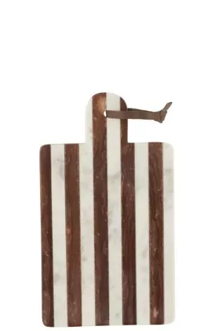 J-Line Plank Rechthoekig Streep Marmer Wit Bruin Small