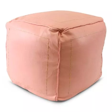 Marokkaanse Poef Leer Blush Vierkant