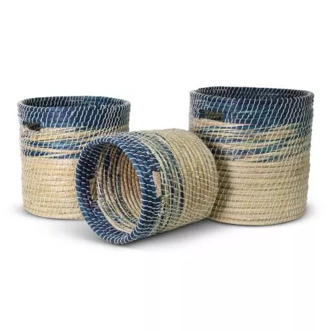 Rieten Mand van Zeegras Blauw - Naturel 3-delig