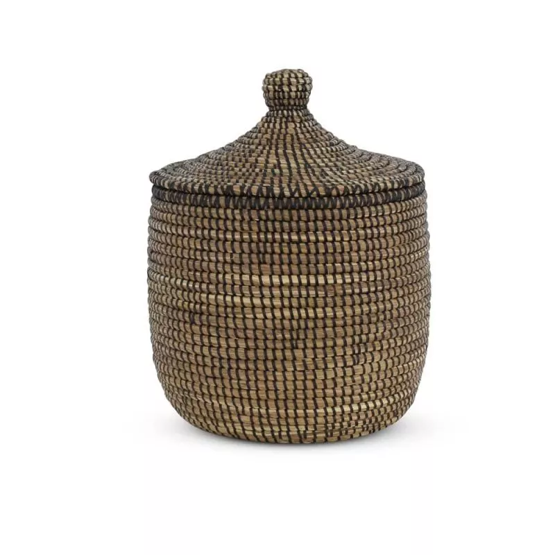 FEILANDUO Plankmanden met deksels rieten opbergmanden voor planken organiseren van natuurlijk zeegras rotan geweven organizerdozen Boho Home Decor Set van 2 (natuurlijk